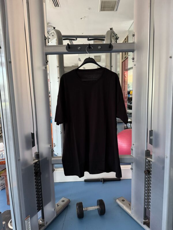 Düz siyah oversize 100% Pamuk T-shirt - Görsel 2
