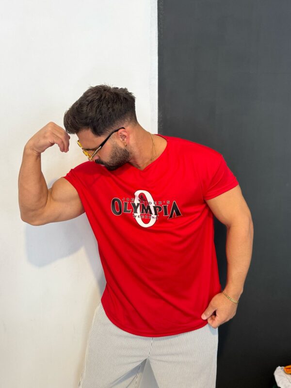 OLYMPİA Baskılı Kollar Dar Hafif T-shirt