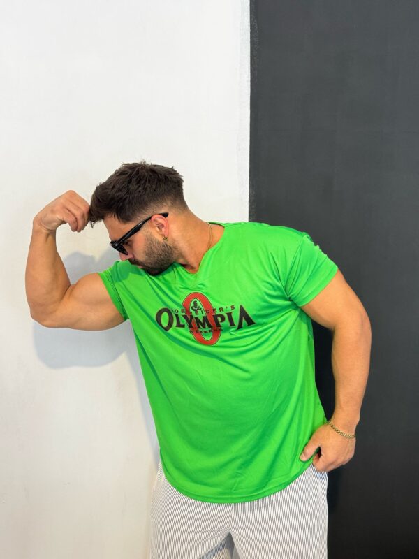 OLYMPİA Baskılı Dar Kol V yaka Hafif T-shirt