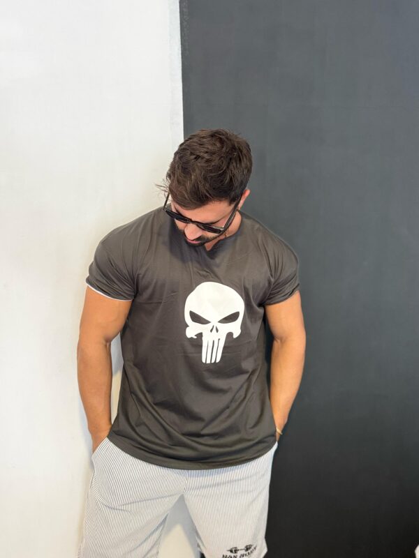 Kollar Dar Füme 100% Pamuk Punisher Baskılı T-shirt