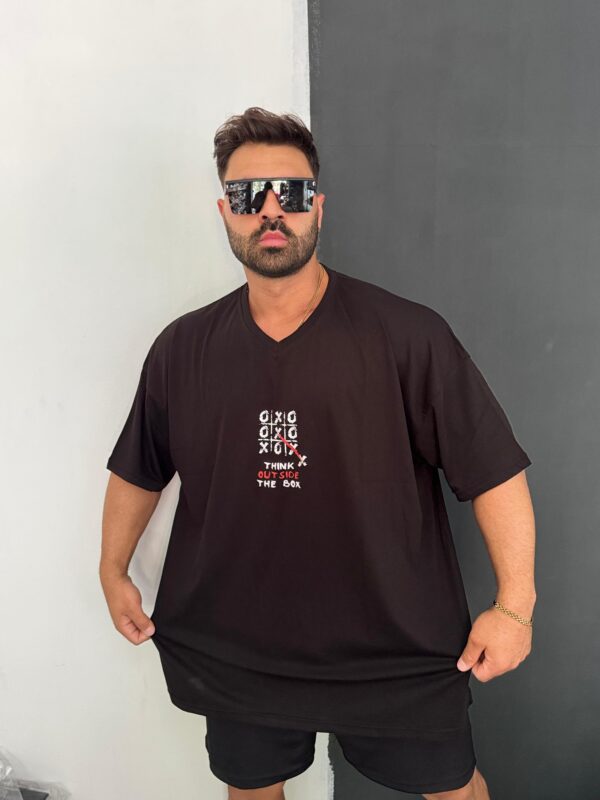 XO  Baskılı 100% Pamuk  Oversize T-shirt - Görsel 4