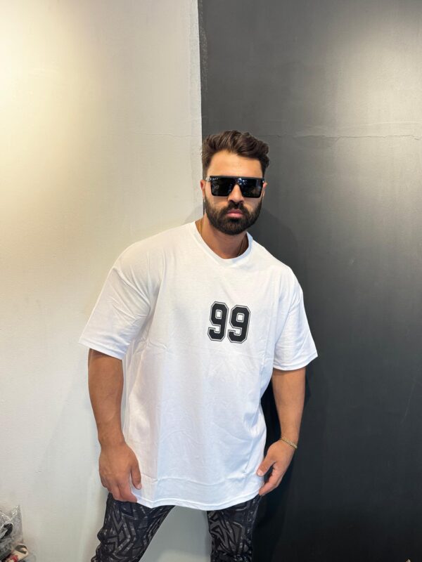 99 Numara Baskılı Oversize 100% Pamuk T-shirt