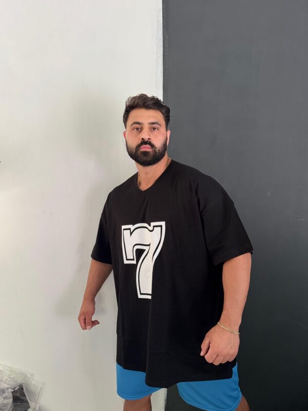 7 Numara Baskılı Oversize 100% Pamuk T-shirt