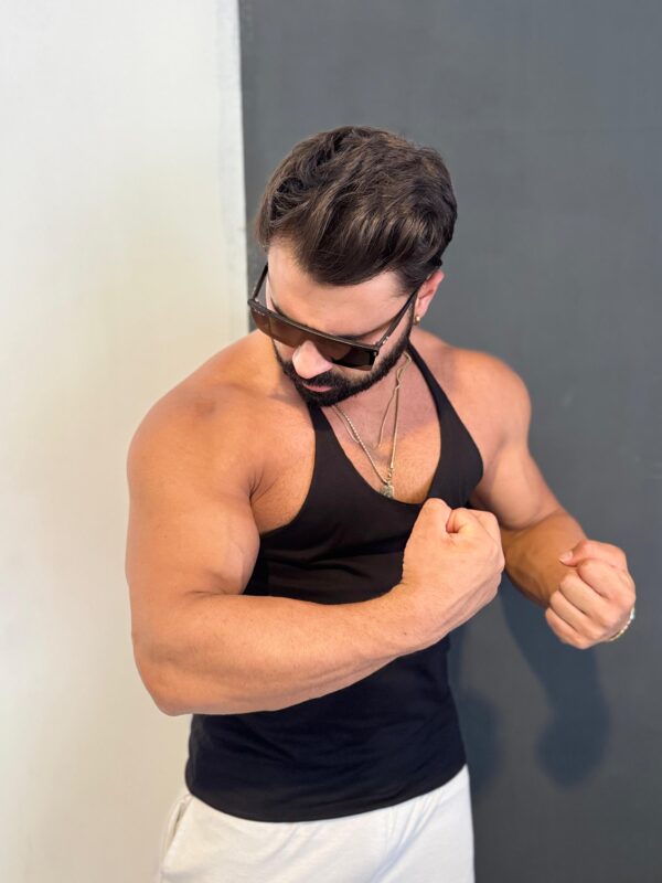 Yırtık Model Siyah Penye Atlet - Görsel 3