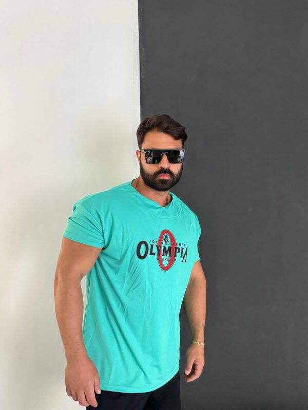 OLYMPİA Baskılı Kollar Dar Haif T-shirt