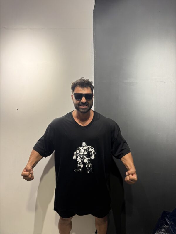 Battal Büyük Beden Siyah Punisher Baskılı Penye Tişört - Görsel 2