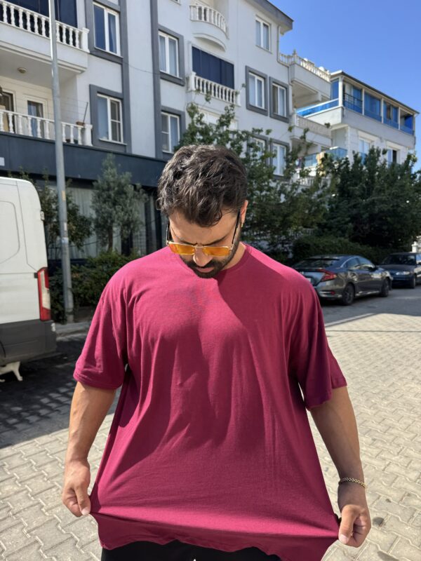 Bordo Bisiklet Yaka Battal Penye - Görsel 9