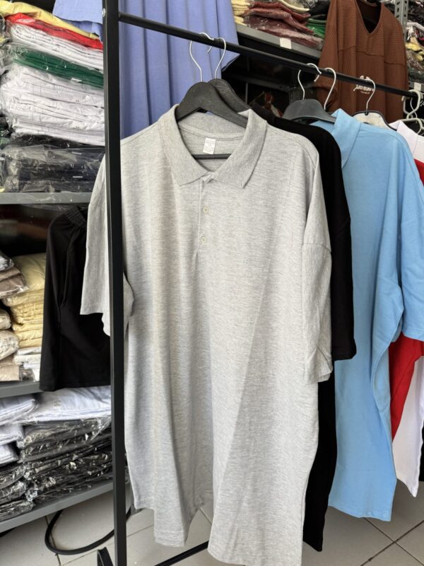 Gri Melanj Battal Polo Yaka Premium Kalite - Görsel 3