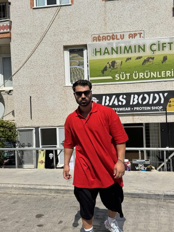 Battal Polo Yaka Büyük Beden Kırmızı Premium Kalite - Görsel 3