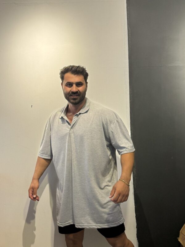 Gri Melanj Battal Polo Yaka Premium Kalite