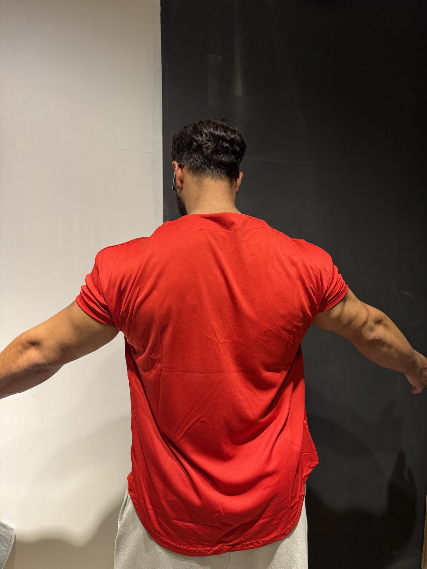 Bas Body Baskılı Dar Kol Kırmızı Spor Tişört - Görsel 5