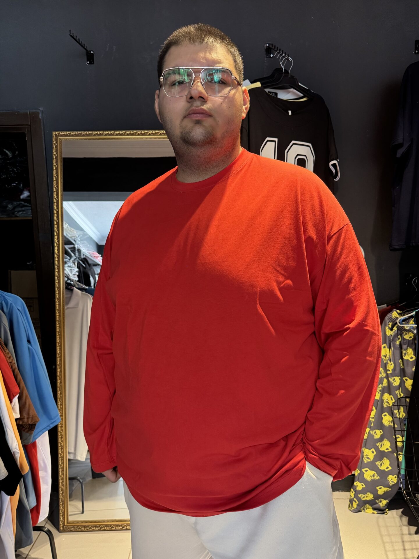 Uzun Kollu Battal Tişört Penye Kumaş Kırmızı - Görsel 5