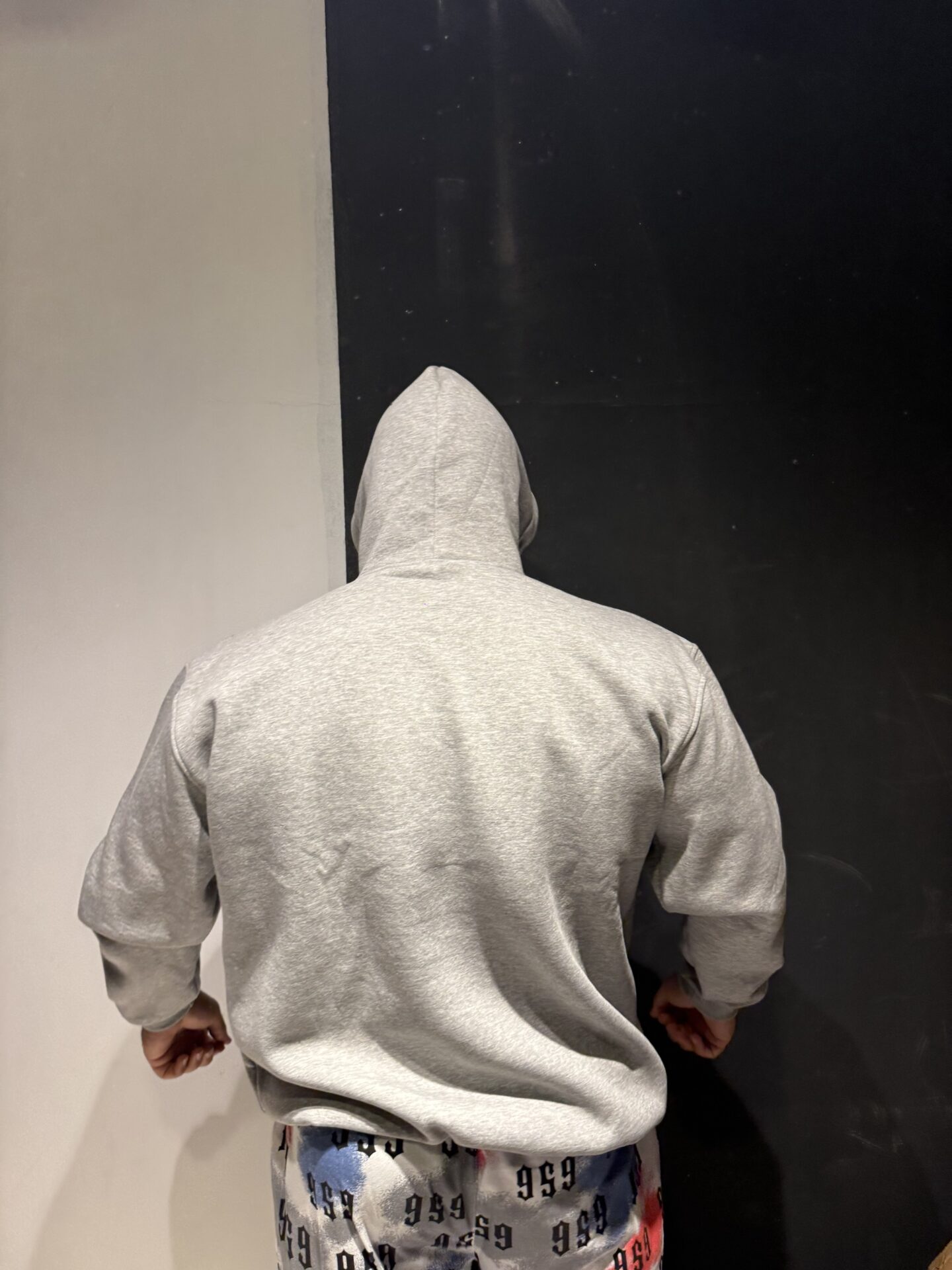 Gri Fitness Kapşonlu Oversize Kesim Bol - Görsel 3