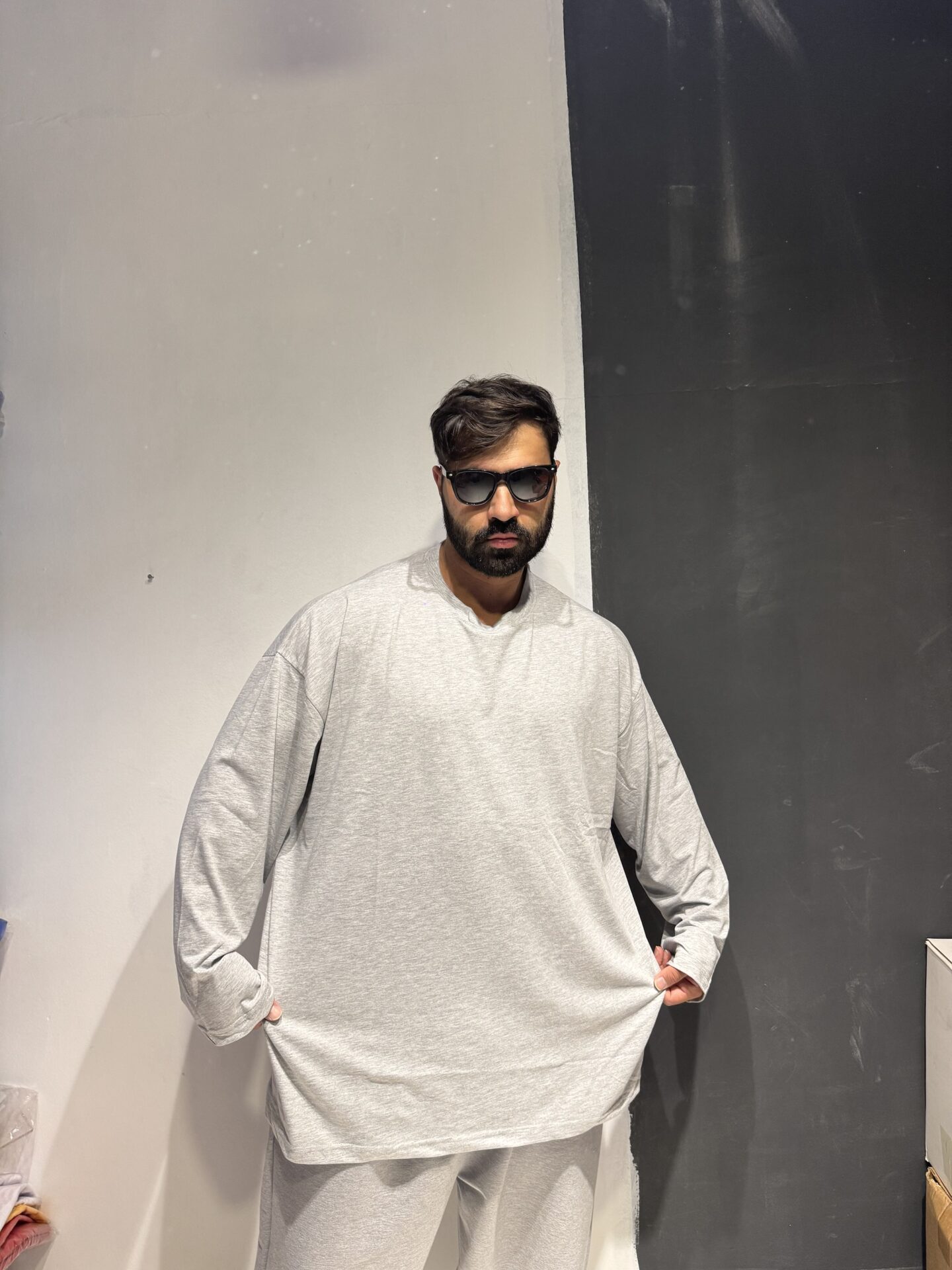 Uzun Kol Gri Takım Basic Battal - Görsel 9