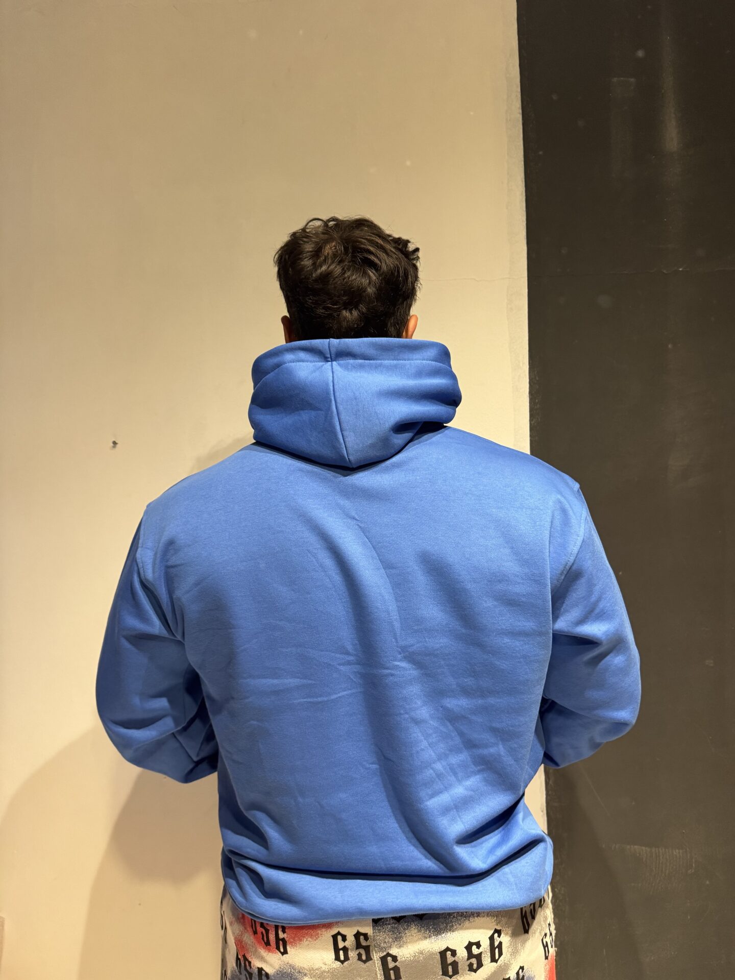 Mavi Kapşonlu Battal ve Normal Beden 3 İplik Şardonlu Baskısız - Görsel 5