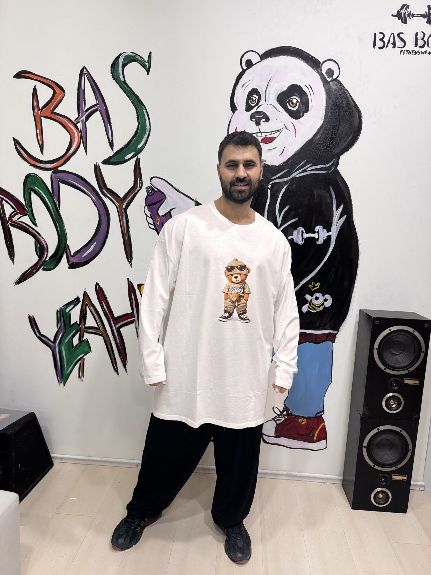 Beyaz Ayıcık Desenli Uzun Kol Battal Beden - Görsel 4