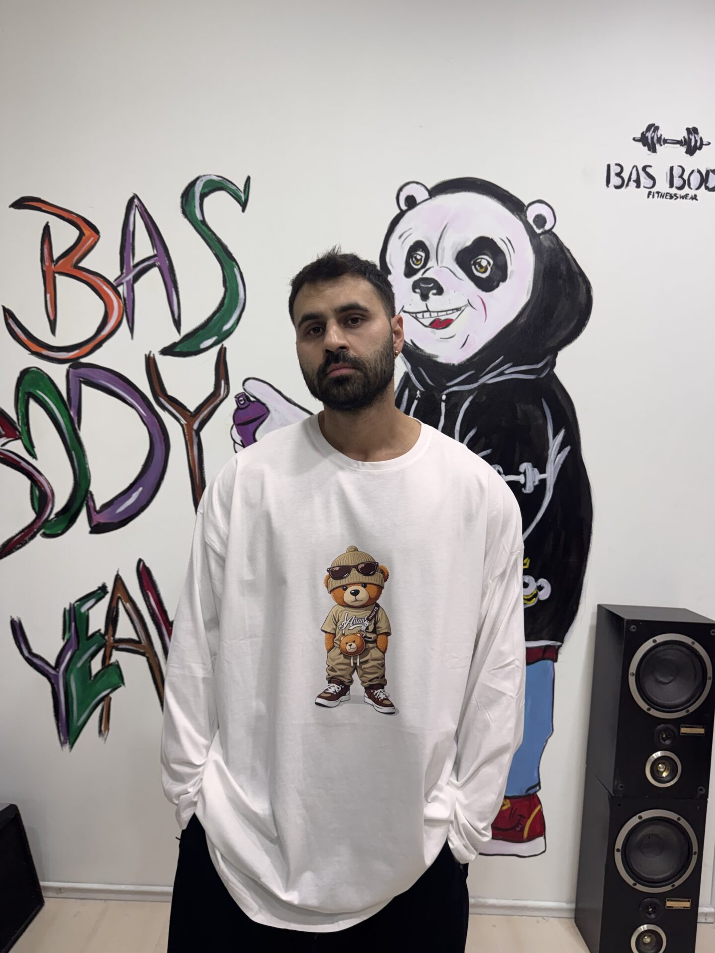 Beyaz Ayıcık Desenli Uzun Kol Battal Beden - Görsel 3