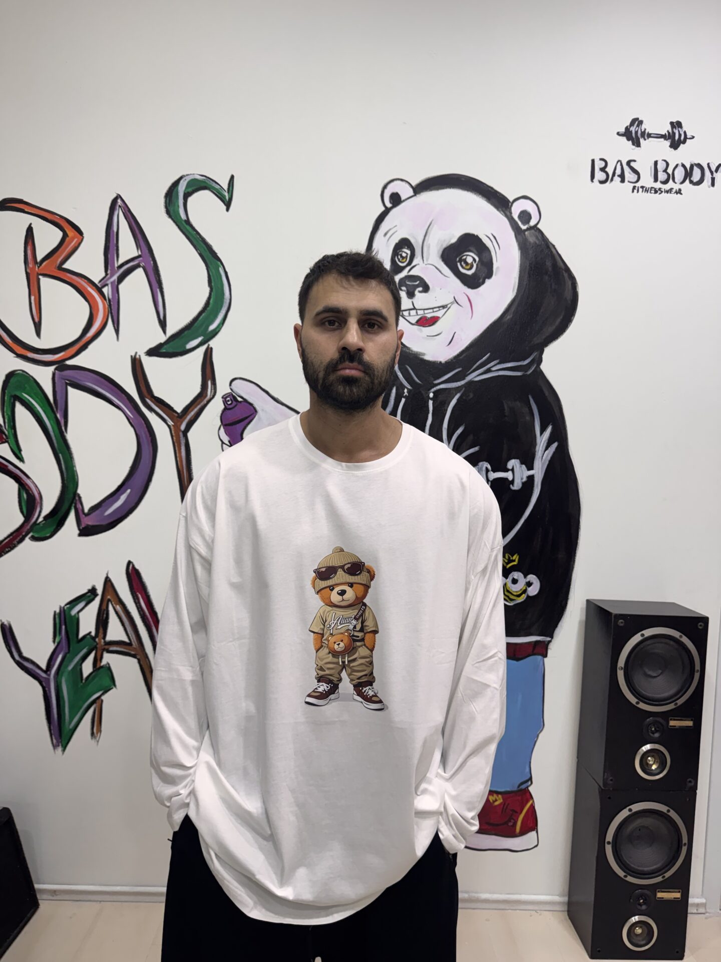 Beyaz Ayıcık Desenli Uzun Kol Battal Beden - Görsel 2