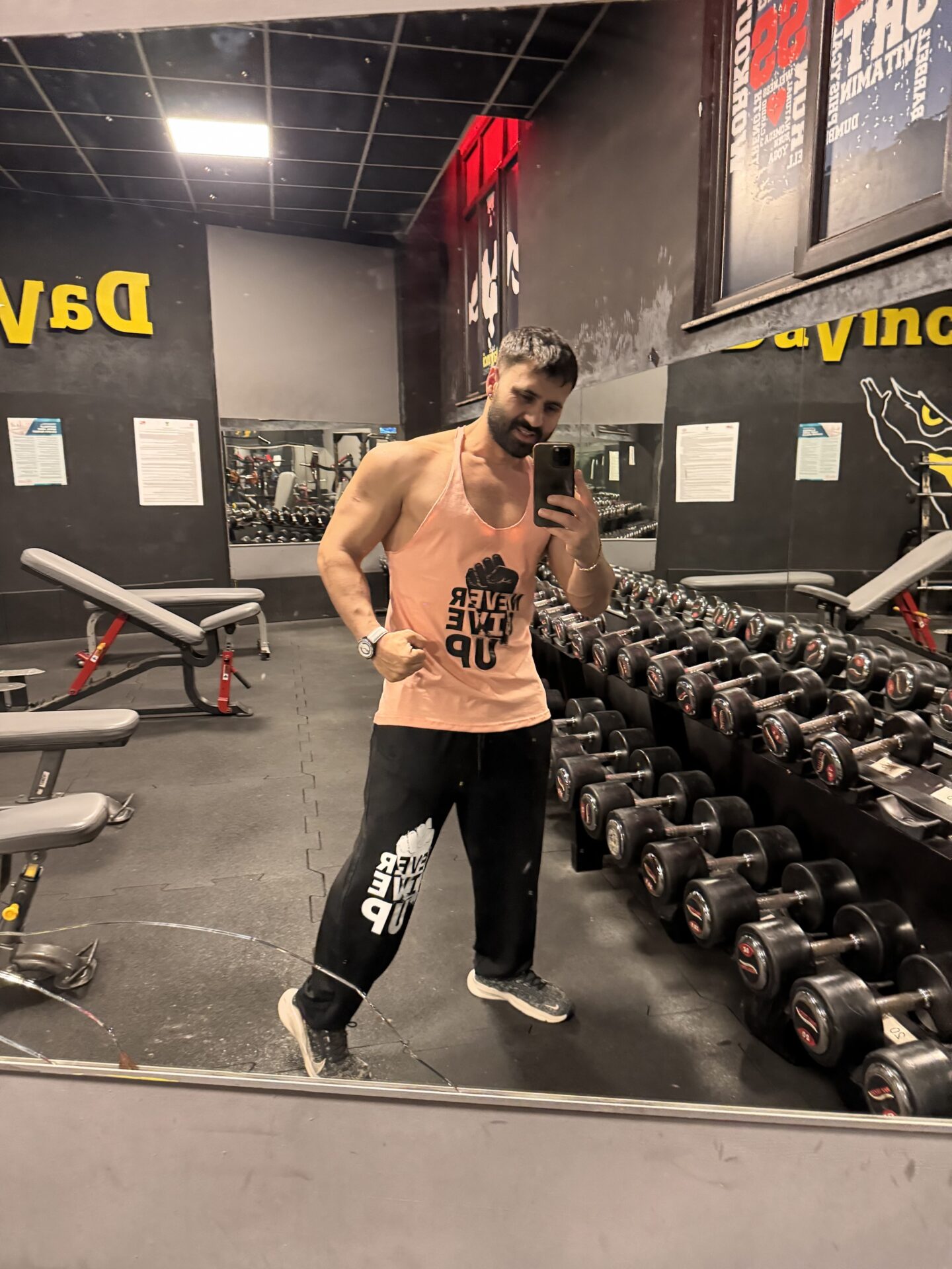 Fitness İnce İpli Asla Pes Etme Baskılı Atlet Kesim Tam Basmalık - Görsel 3