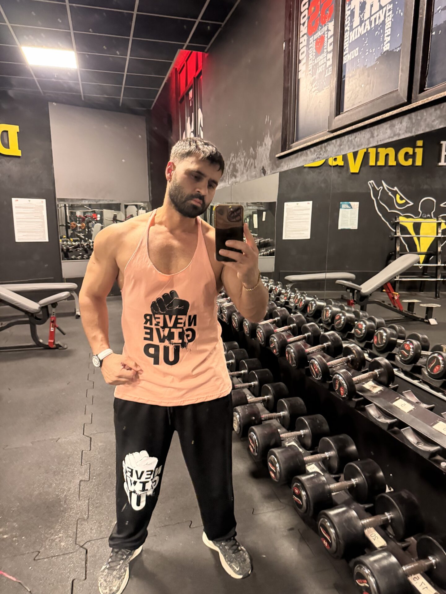 Fitness İnce İpli Asla Pes Etme Baskılı Atlet Kesim Tam Basmalık - Görsel 4