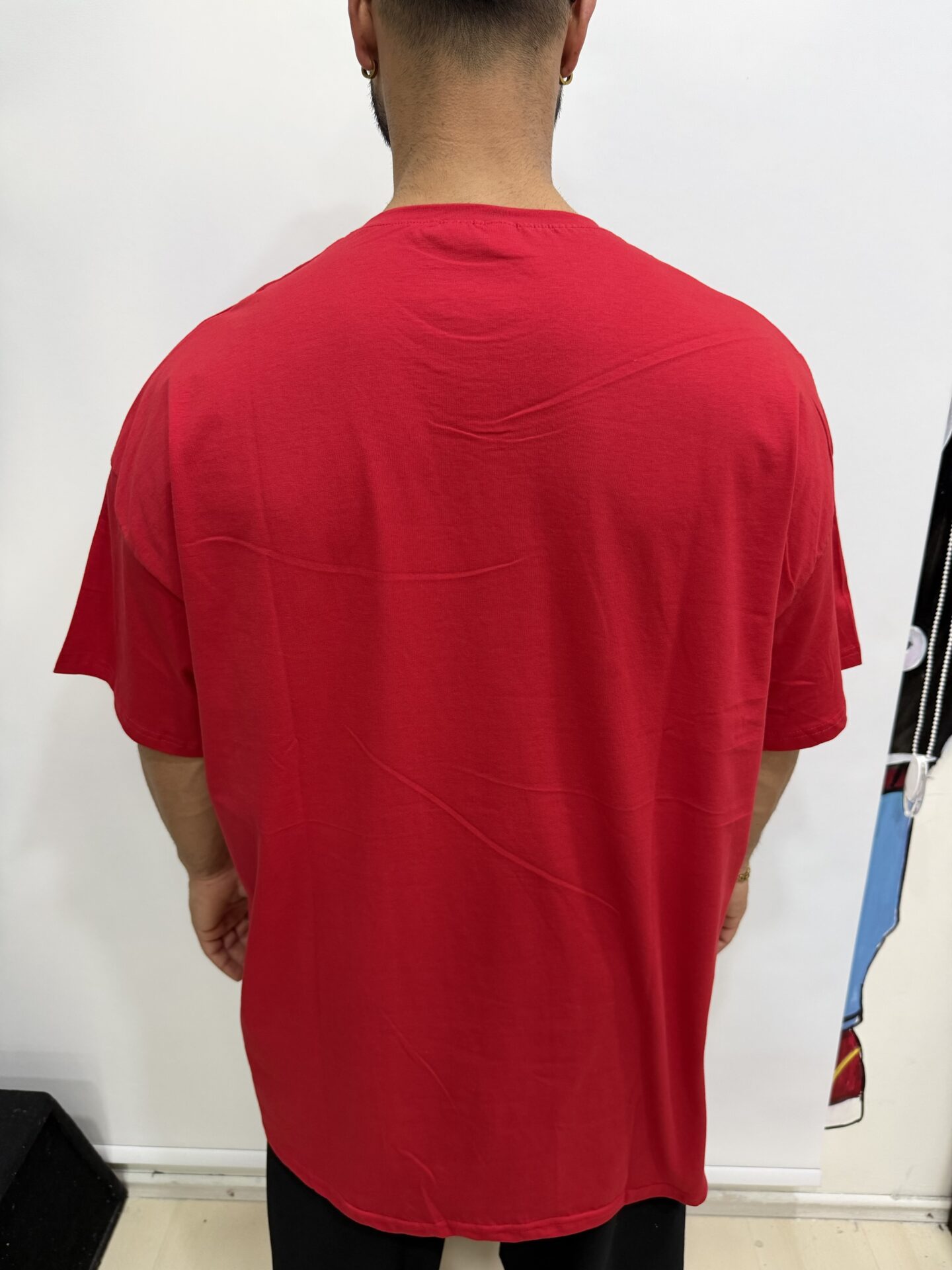 Kırmızı Punisher Baskılı Büyük Beden Kısa Kol Pamuklu Oversize Kesim Tişört - Görsel 4