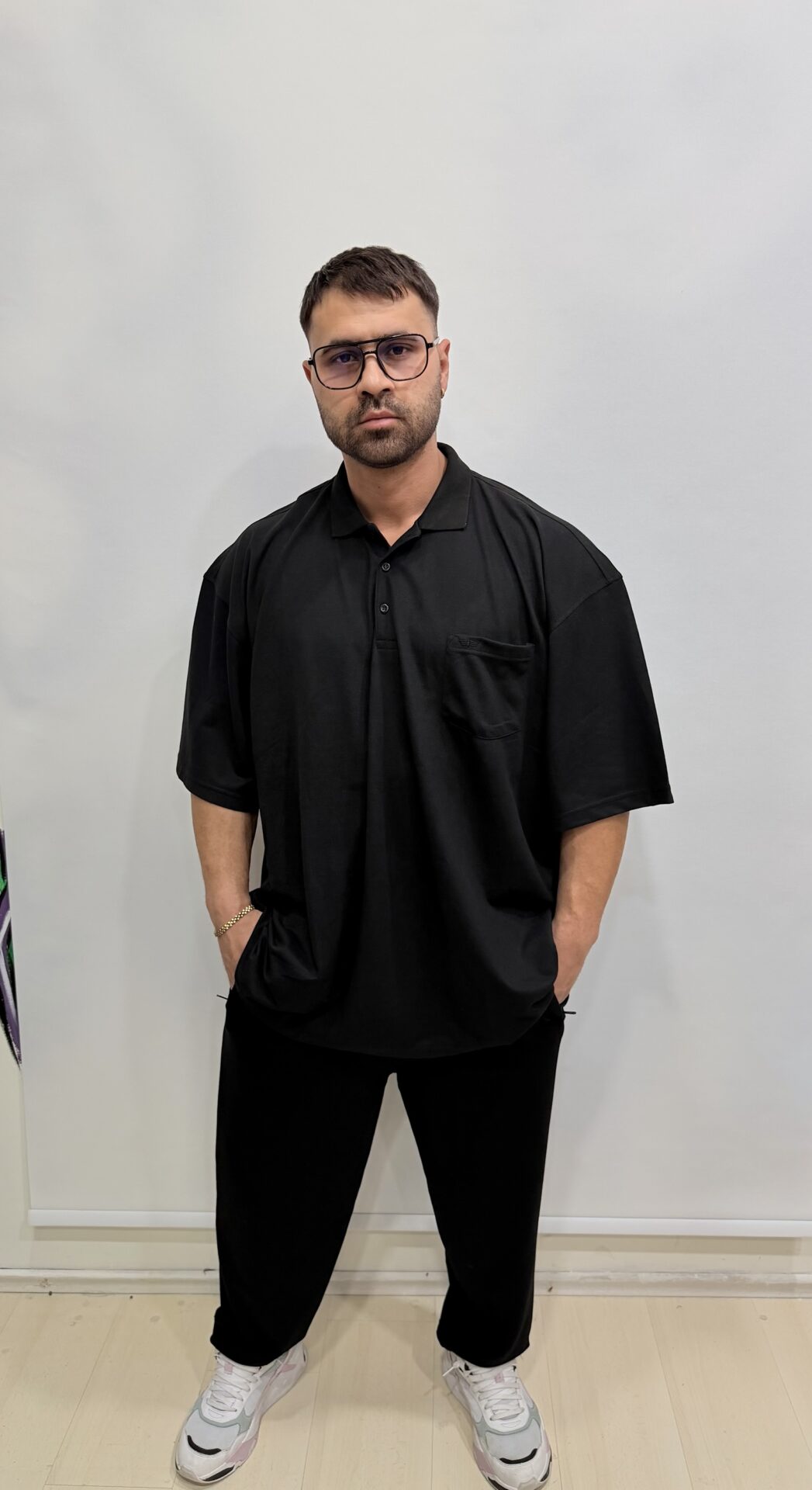 10 Xl’e Kadar Siyah Ön Cepli Battal Büyük Beden Polo Yaka Kısa Kol - Görsel 3