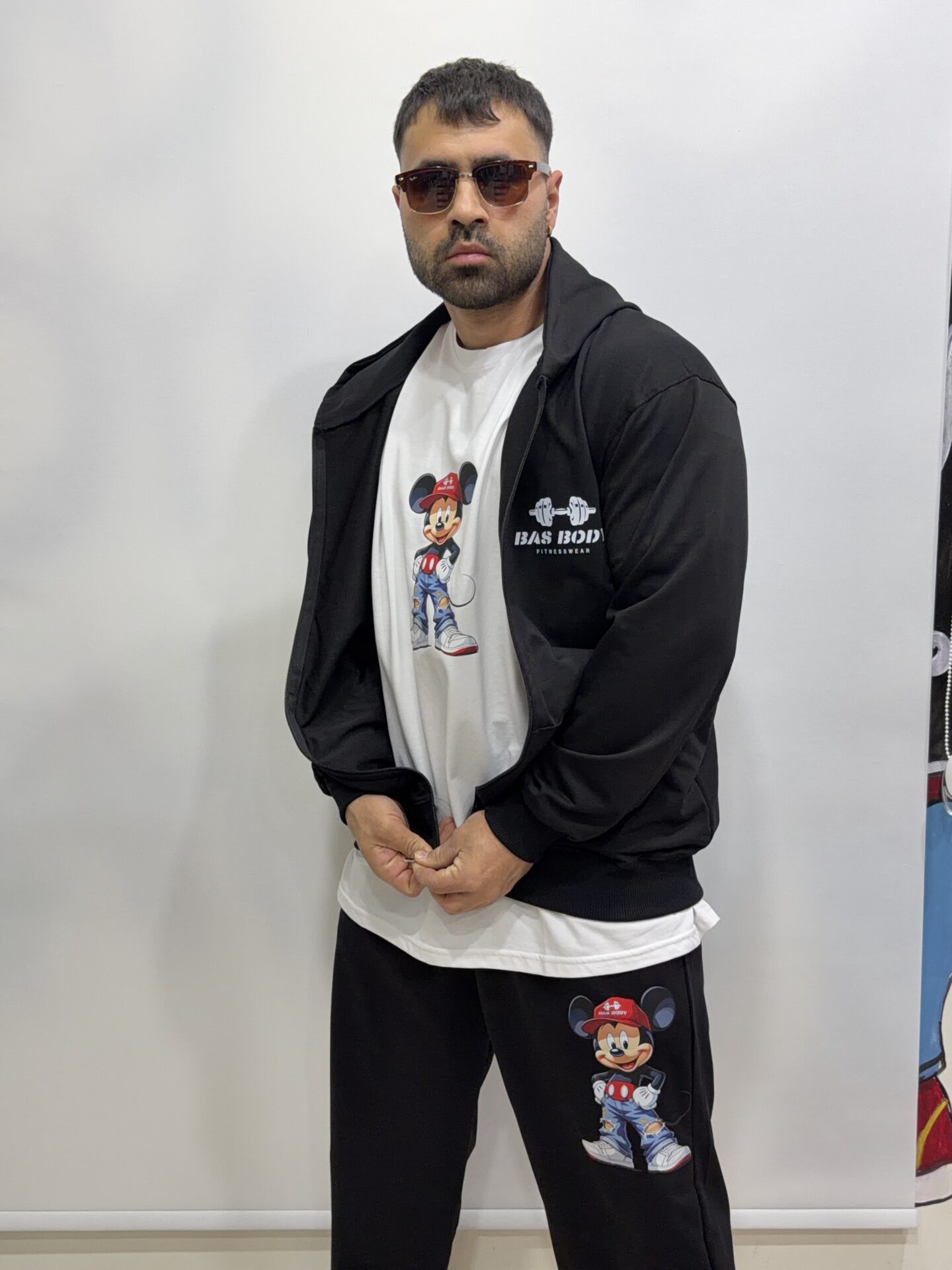 Mickey Mouse Baskılı Beyaz Büyük Beden Bisiklet Yaka Kısa Kollu Tişört %100 Pamuk - Görsel 3