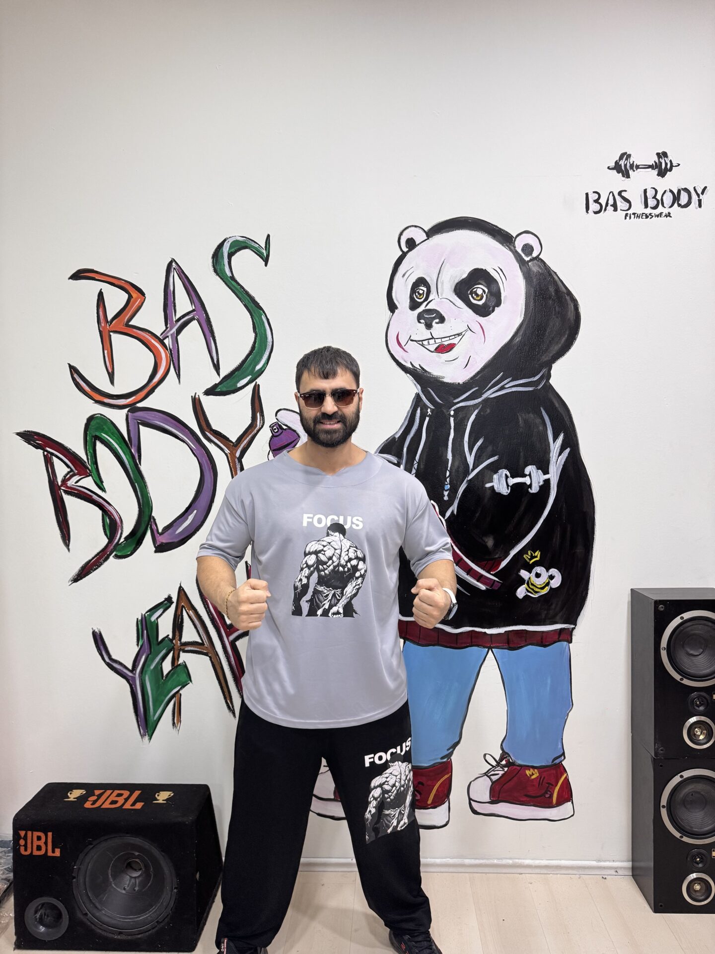 Gri Delikli Kumaş Focus Baskıı Relaxx Model Fitness Oversize Antrenman Tişörtü - Görsel 3