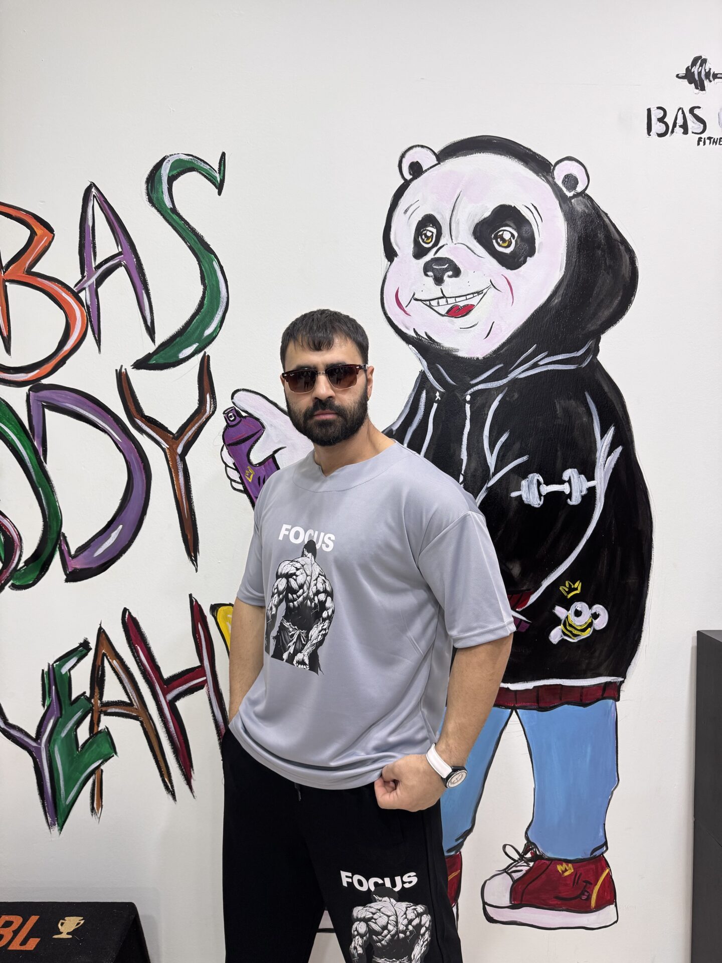 Gri Delikli Kumaş Focus Baskıı Relaxx Model Fitness Oversize Antrenman Tişörtü - Görsel 4