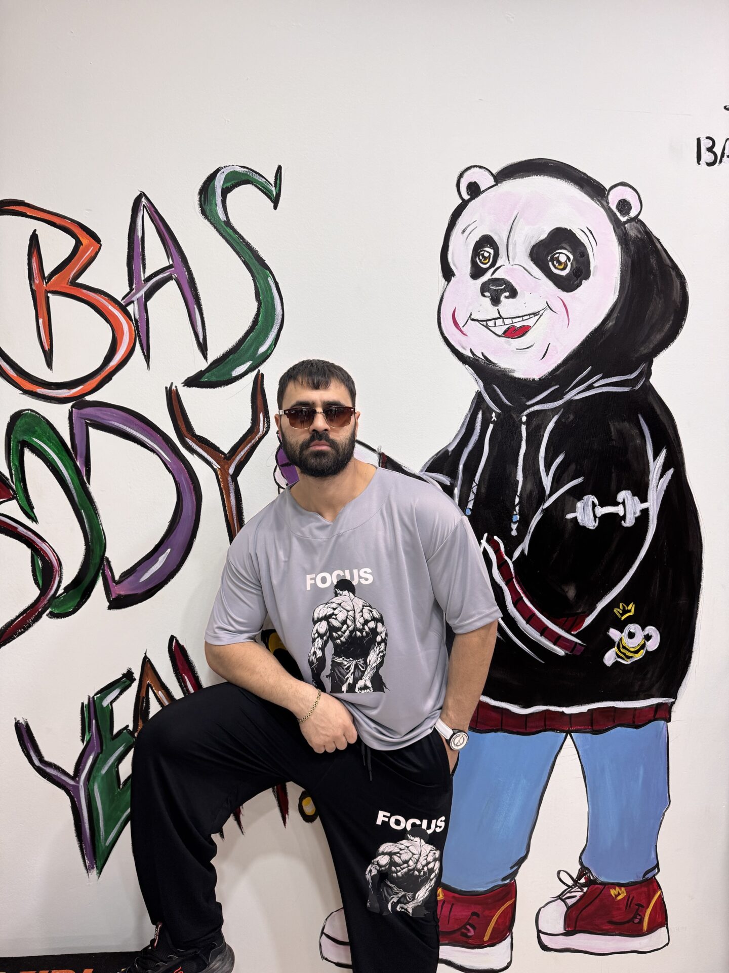 Gri Delikli Kumaş Focus Baskıı Relaxx Model Fitness Oversize Antrenman Tişörtü - Görsel 6