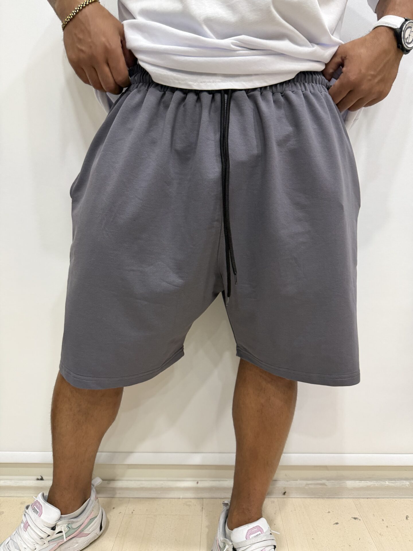 Füme Rengi Büyük Beden %100 Pamuk Basic Kapri - Görsel 4