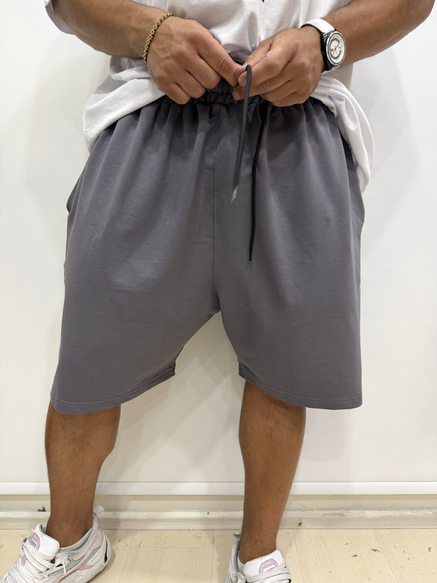 Füme Rengi Büyük Beden %100 Pamuk Basic Kapri - Görsel 7