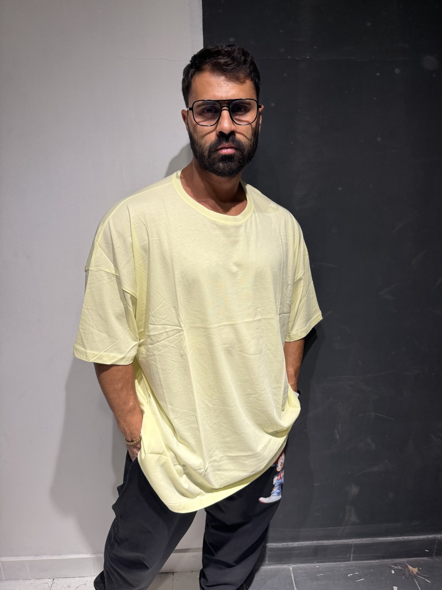 Sarı Bisiklet Yaka Büyük Beden %100 Pamuk Kısa Kol - Görsel 2