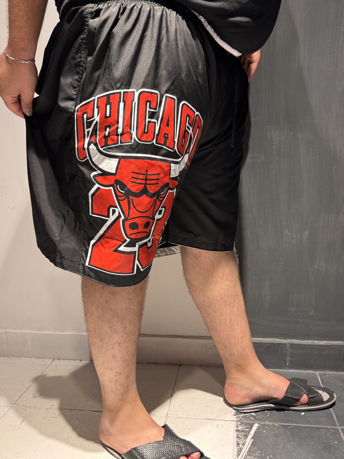 Büyük Beden Chicago Bulls Deniz Şortu 10 Xl’e Kadar Bedenli Hızlı Kurur Esnek Bel Fermuarlı Cep