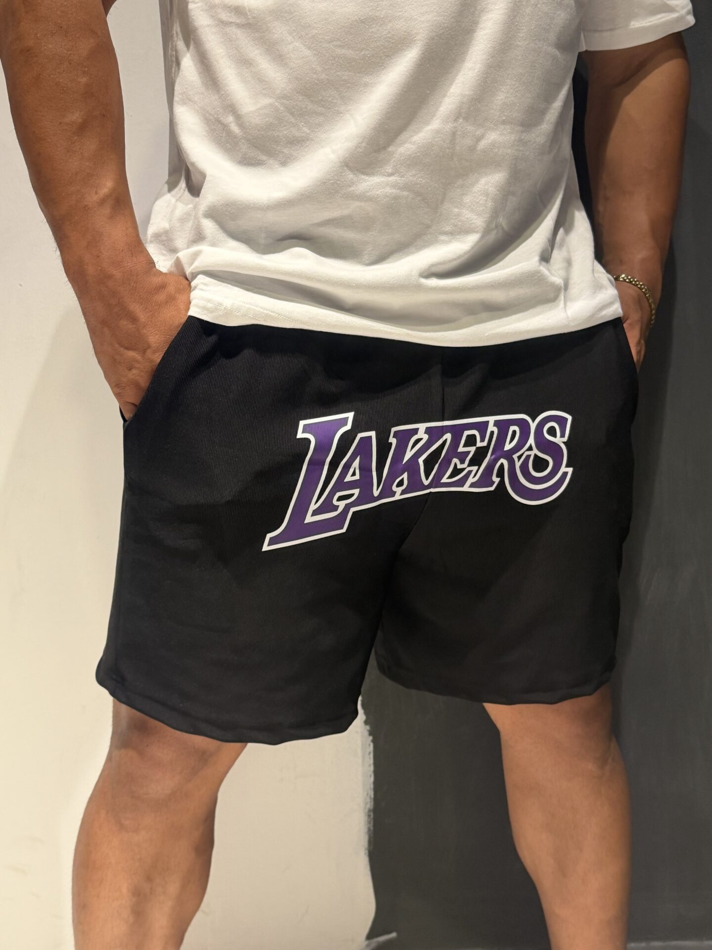 Lakers Baskılı Fitili Siyah Günlük ve Spor Siyah Şort