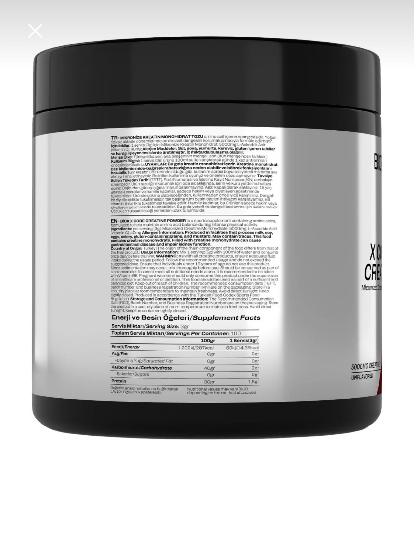 Bioxlab 100 Servis 300 gr Aromasız Micronized Monohydrate Creatin - Görsel 2